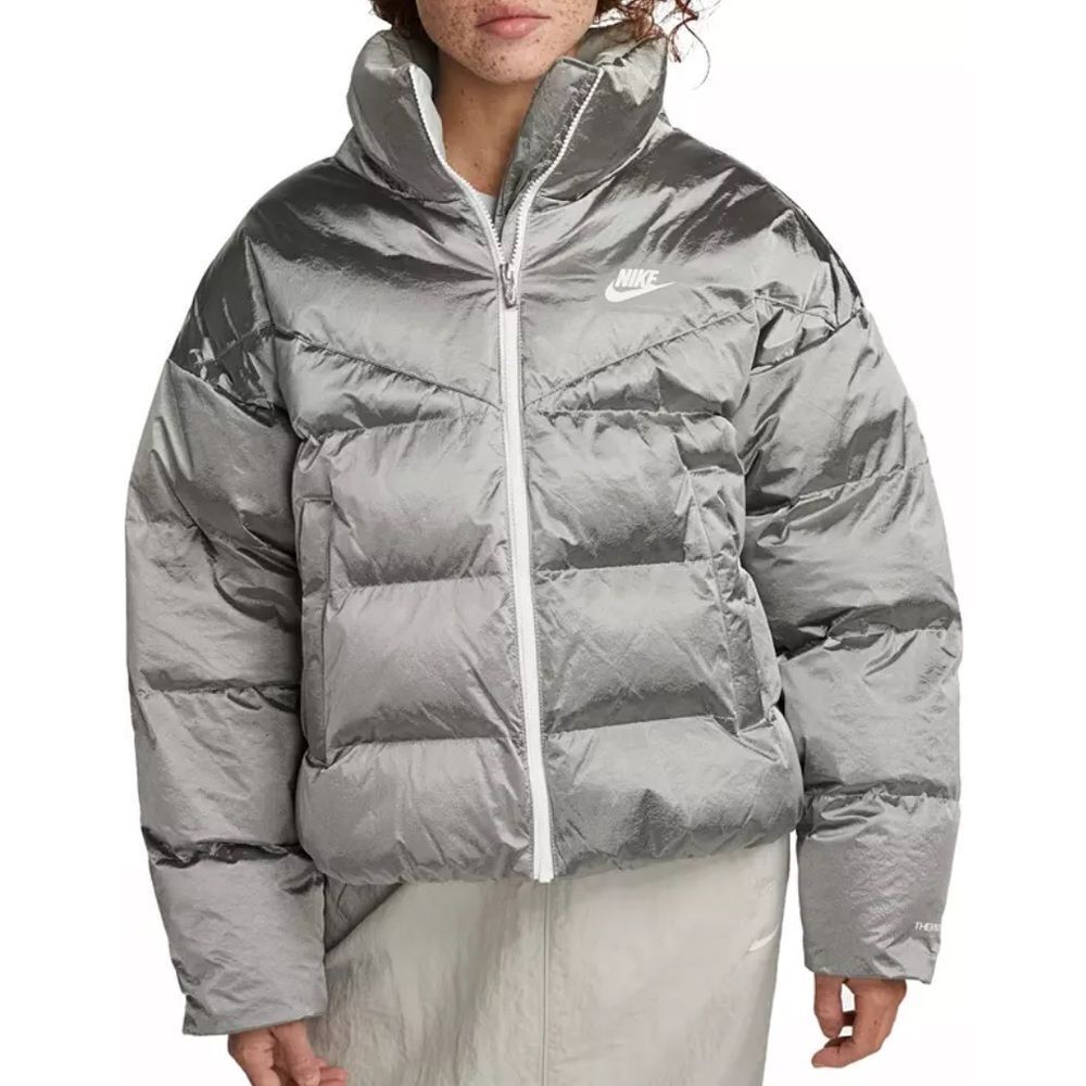 Nike Women's Therma-Fit Synthetic Fill Gray Shine Puffer Jacket Size M